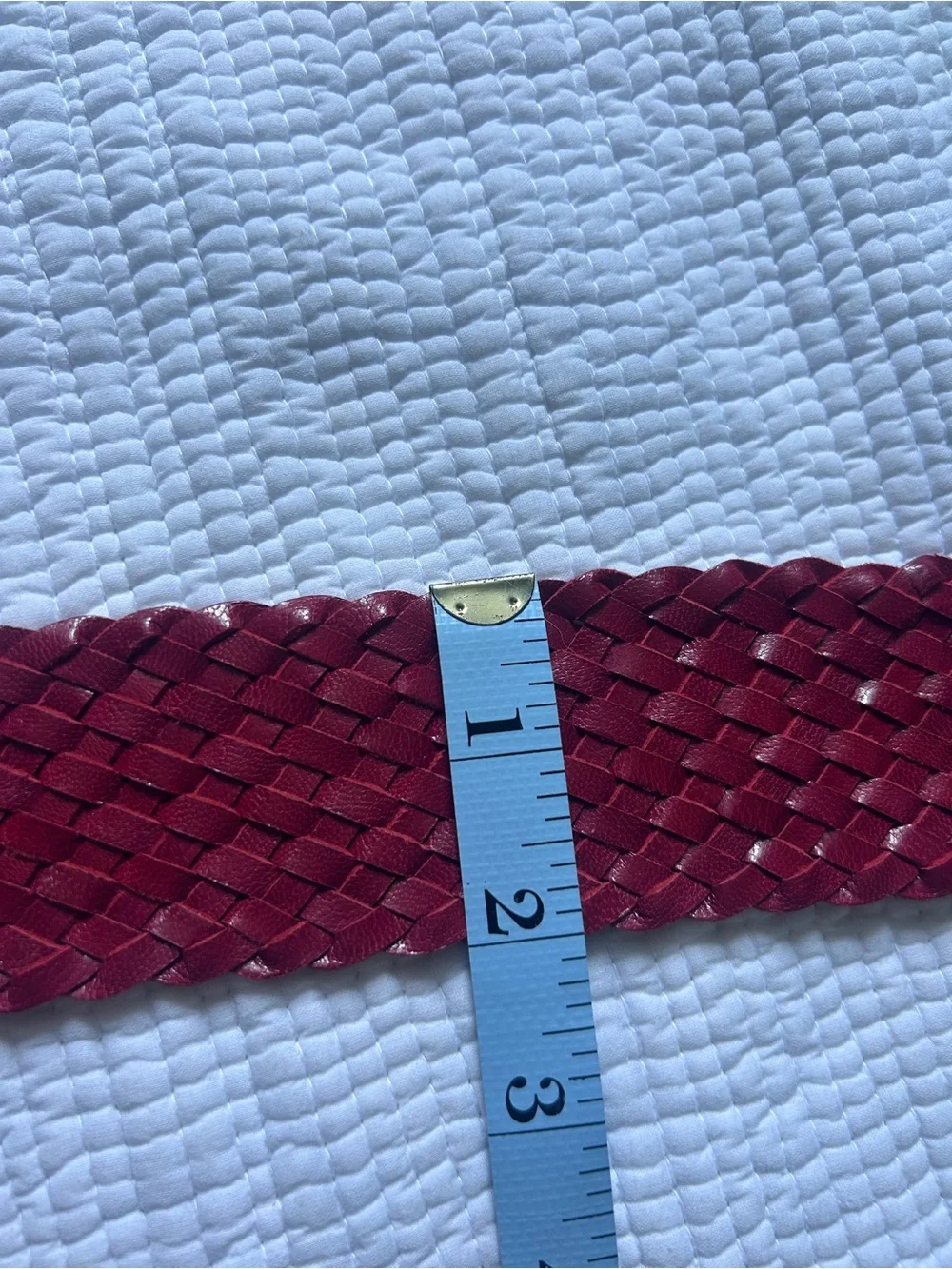 Red Genuine Leather Braided Statement Belt Boho Retro Festival